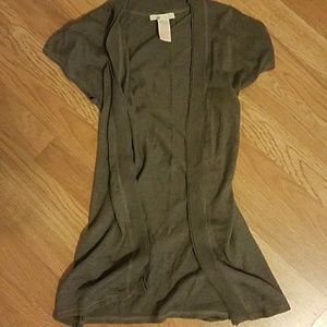 Brown XS Tulle Short Sleeve Cardigan